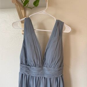 NWOT JJs House Slate Blue Deep V-Neck Sleeveless Gown